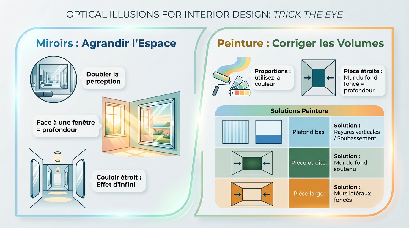 Techniques de décoration intérieure : utilisation de miroirs et peinture pour agrandir l'espace